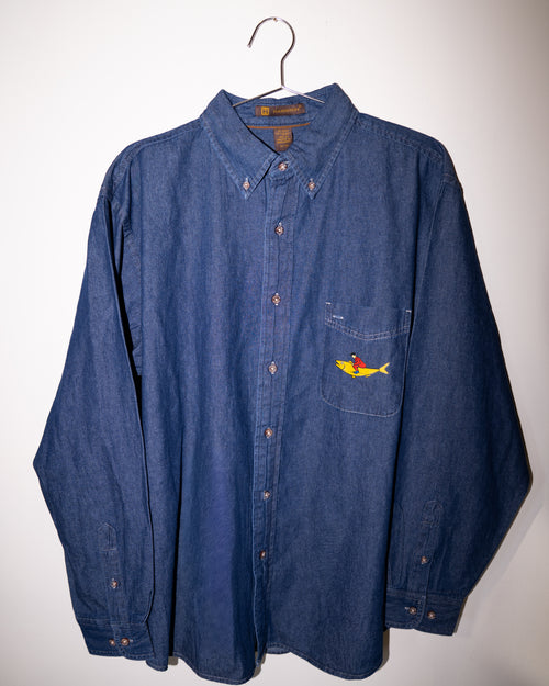 Swim Or Die Denim Button Down